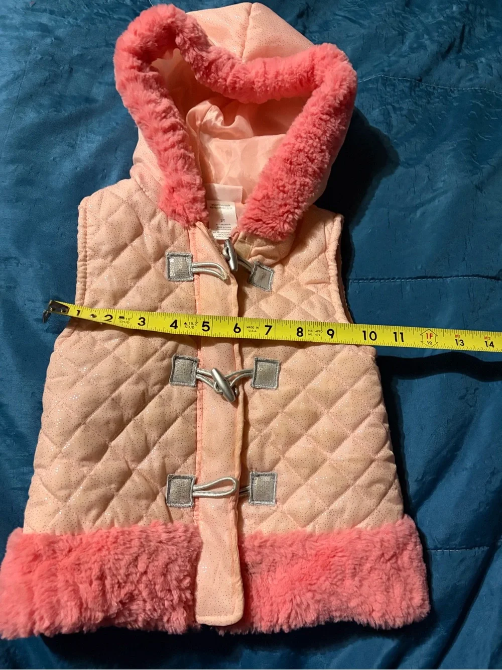 Girls' 2T Pink Quilted Hooded Vest with Faux Fur Trim by Little Lass